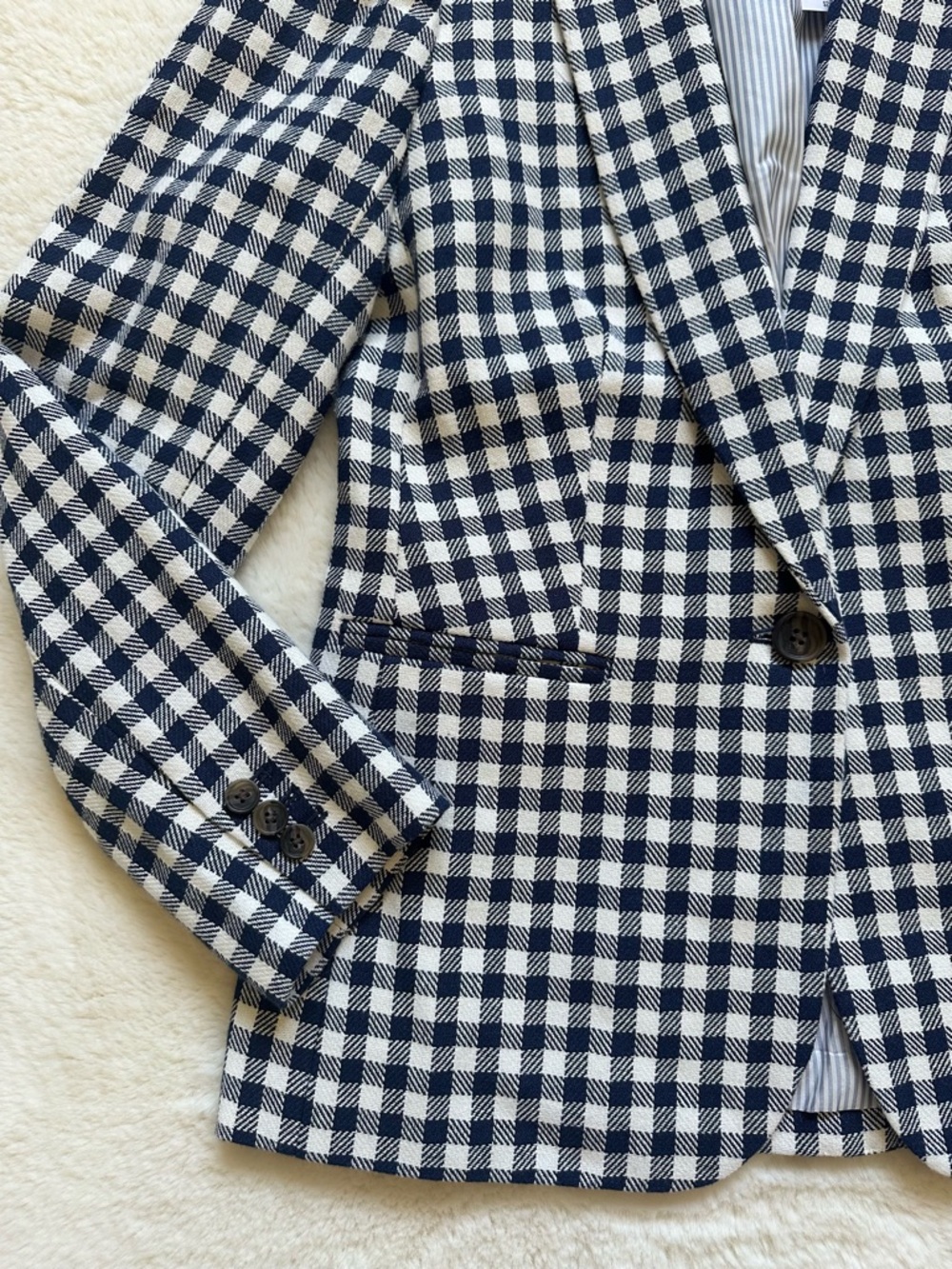 J. Crew Navy and White Gingham Blazer - Picture 2 of 11